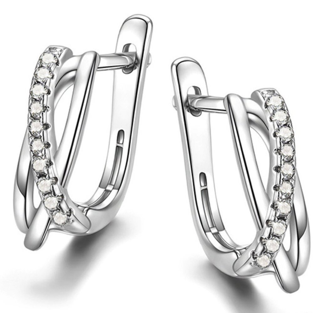 💞 Dainty White Tiny Round CZ Twisted Irregular Stud Earrings, GPMB1432